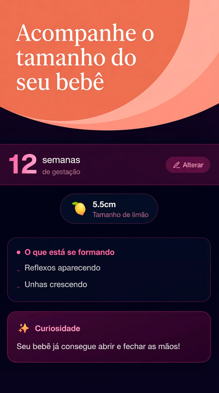 Acompanhe o tamanho do seu bebê